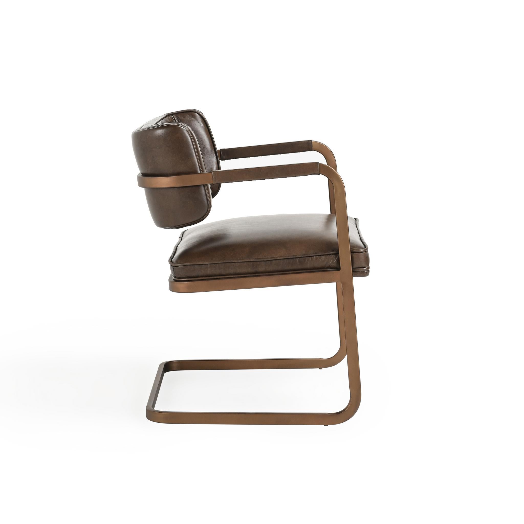 Truffle Brown Leather Dining Chair