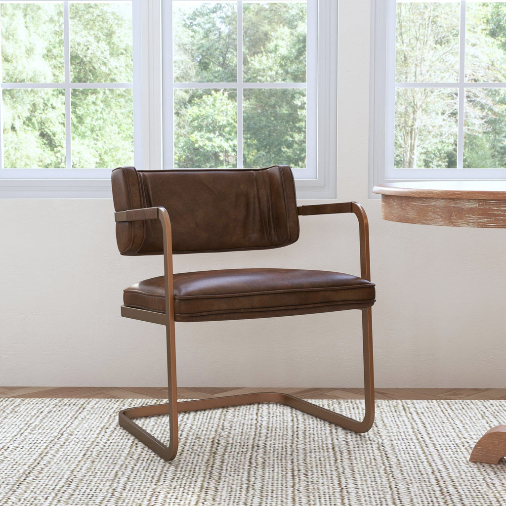 Truffle Brown Leather Dining Chair
