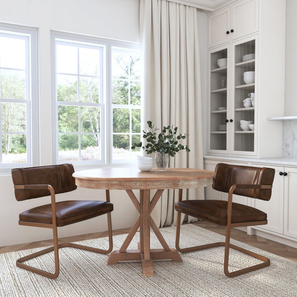 Truffle Brown Leather Dining Chair