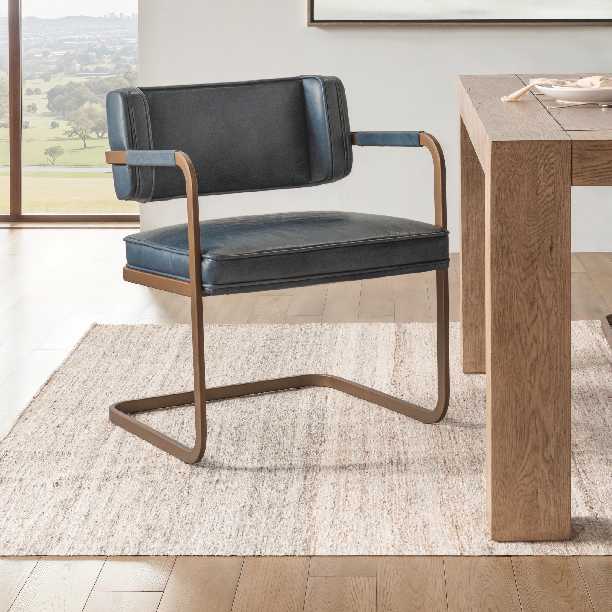 Ocean Blue Leather Dining Chair