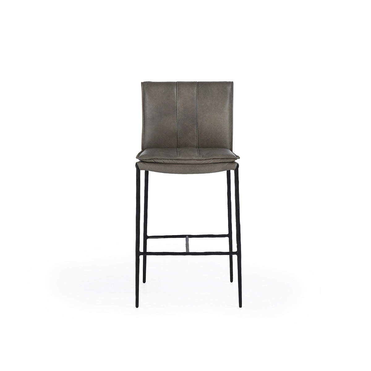Pewter Gray Leather Counter Stool