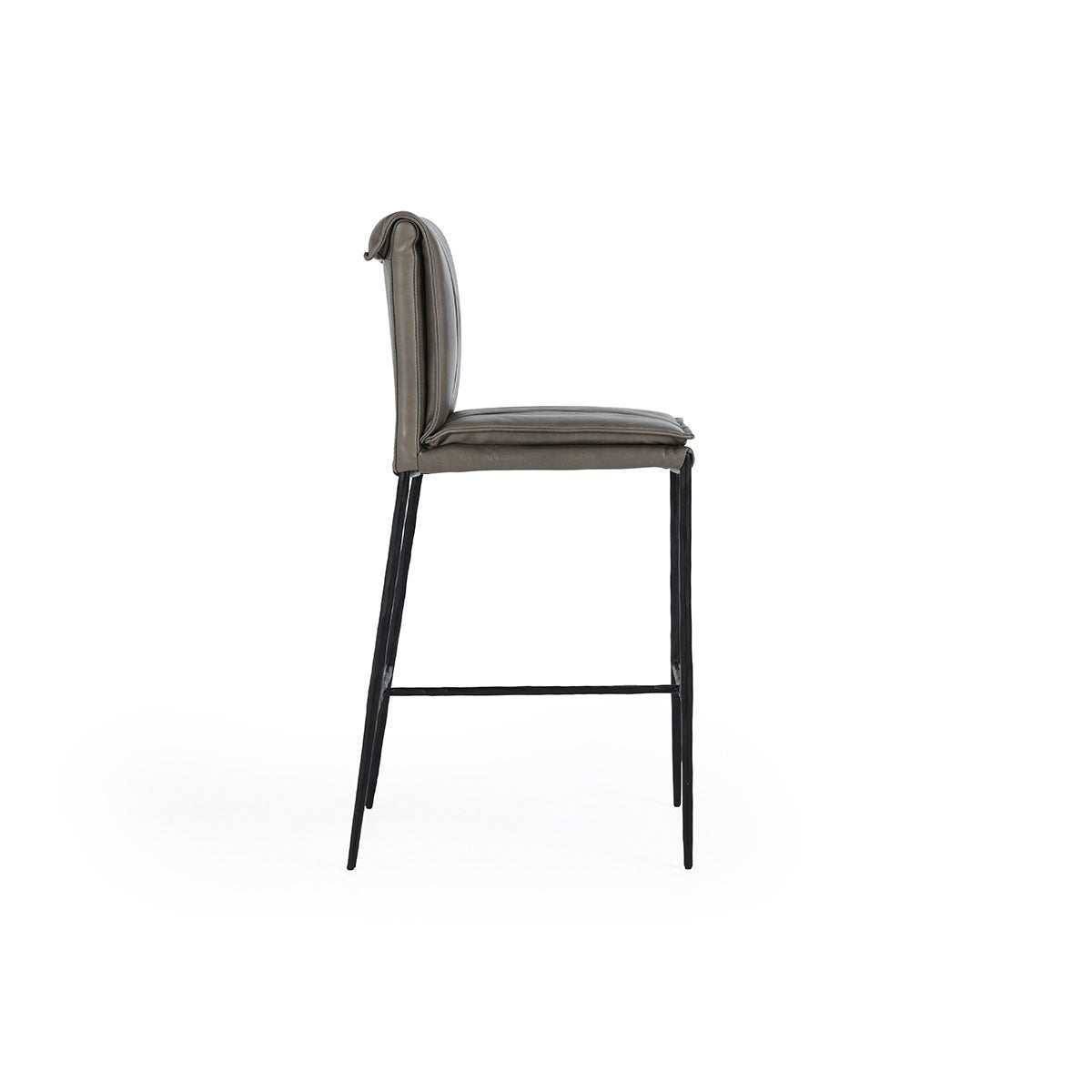 Pewter Gray Leather Counter Stool