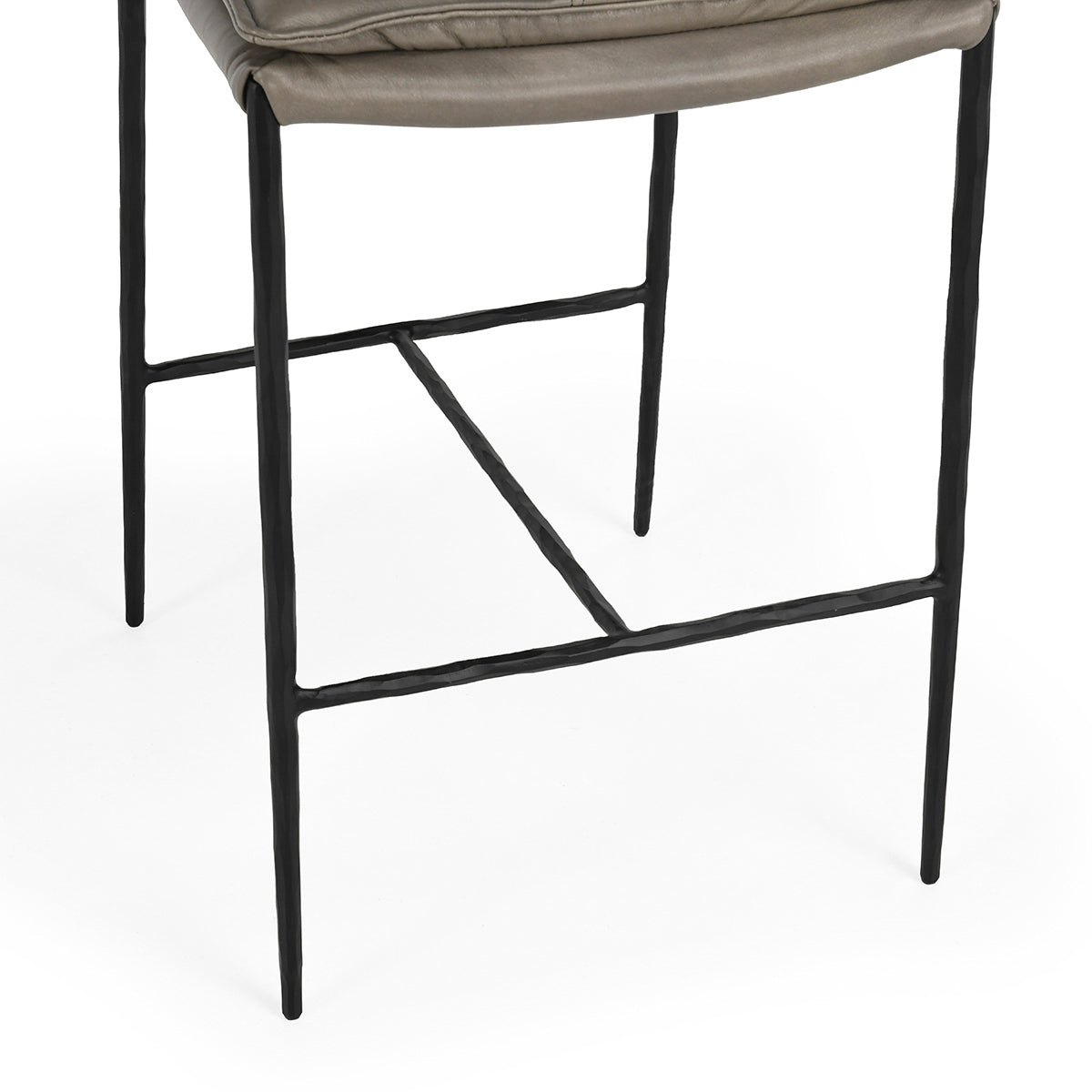 Pewter Gray Leather Counter Stool