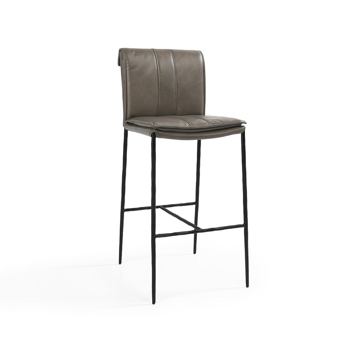 Pewter Gray Leather Bar Stool