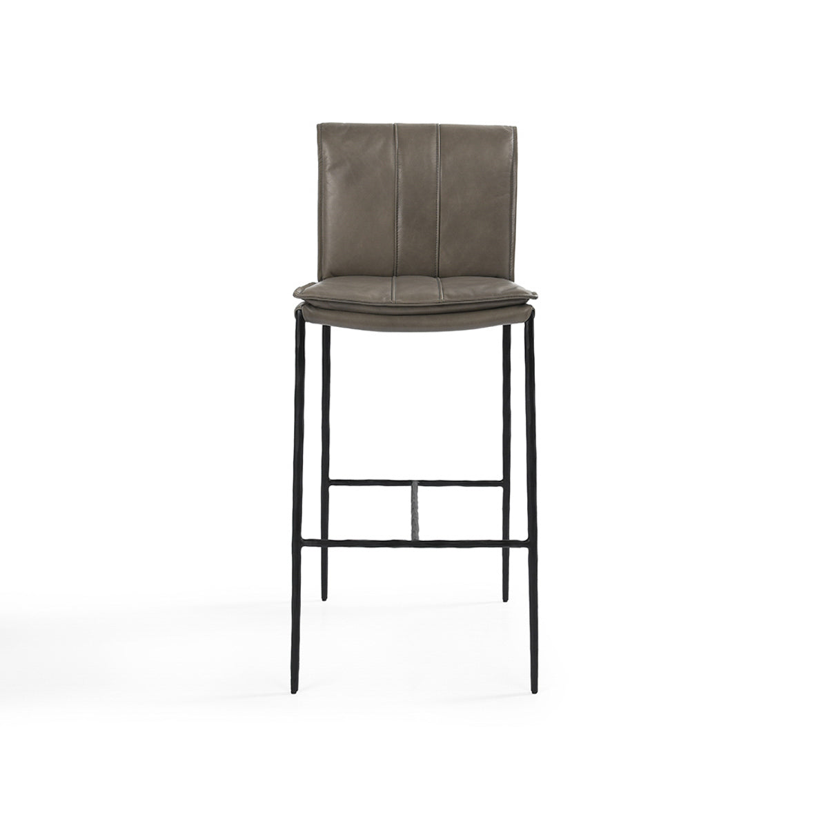 Pewter Gray Leather Bar Stool