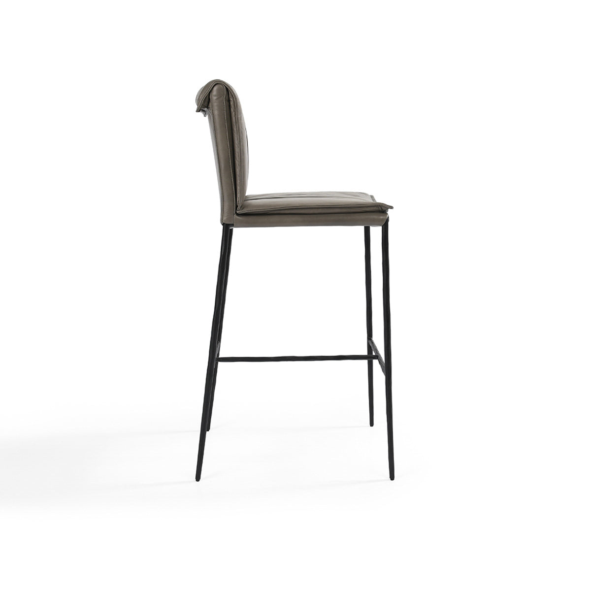 Pewter Gray Leather Bar Stool
