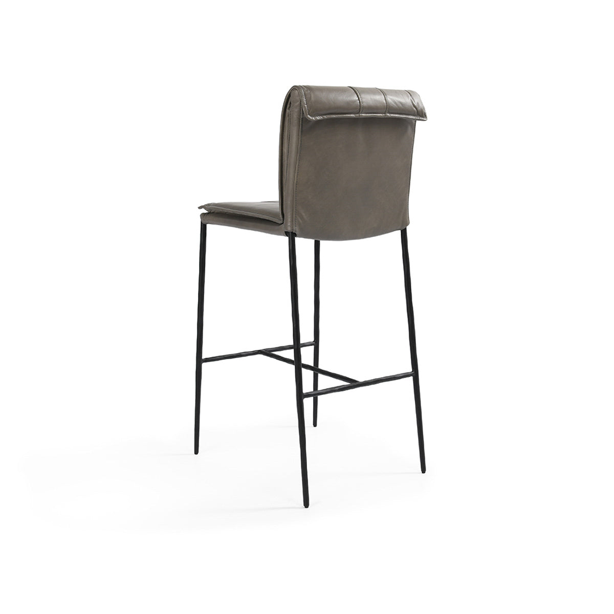 Pewter Gray Leather Bar Stool