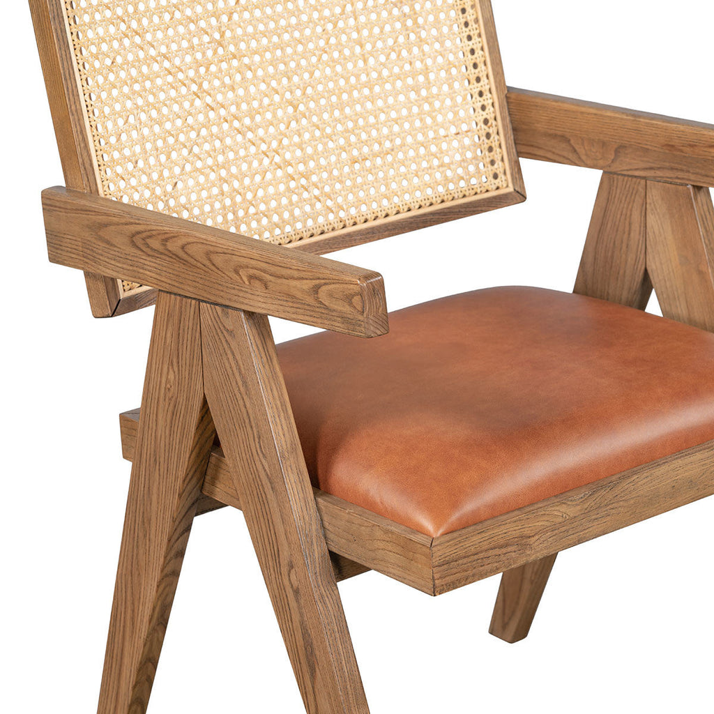 Autumn Brown Leather Seat Dining Chair