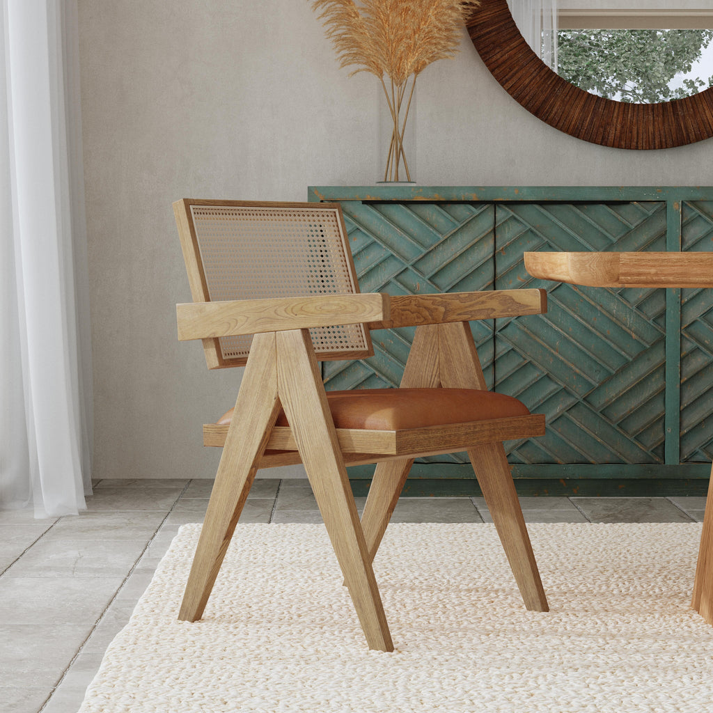 Autumn Brown Leather Seat Dining Chair