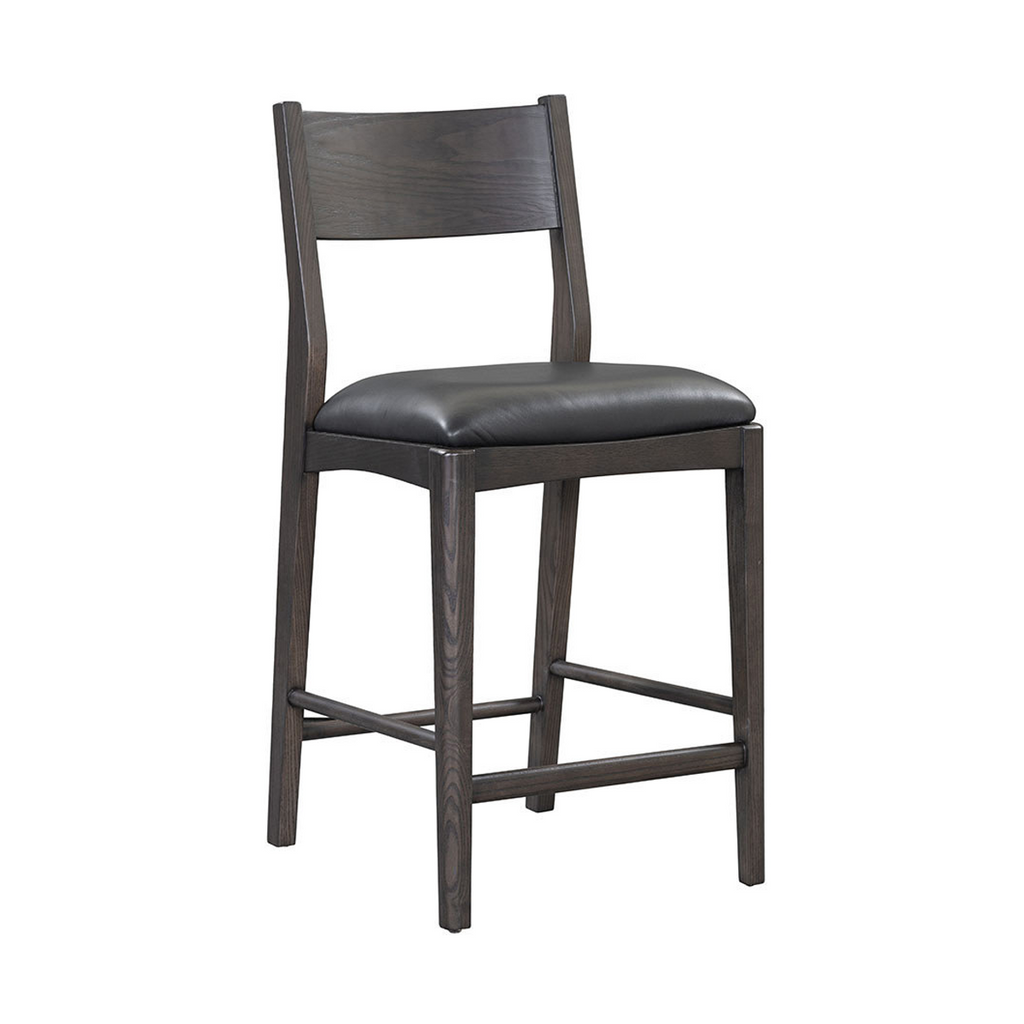 Modern Leather 26" Bar Stool - Jet Black