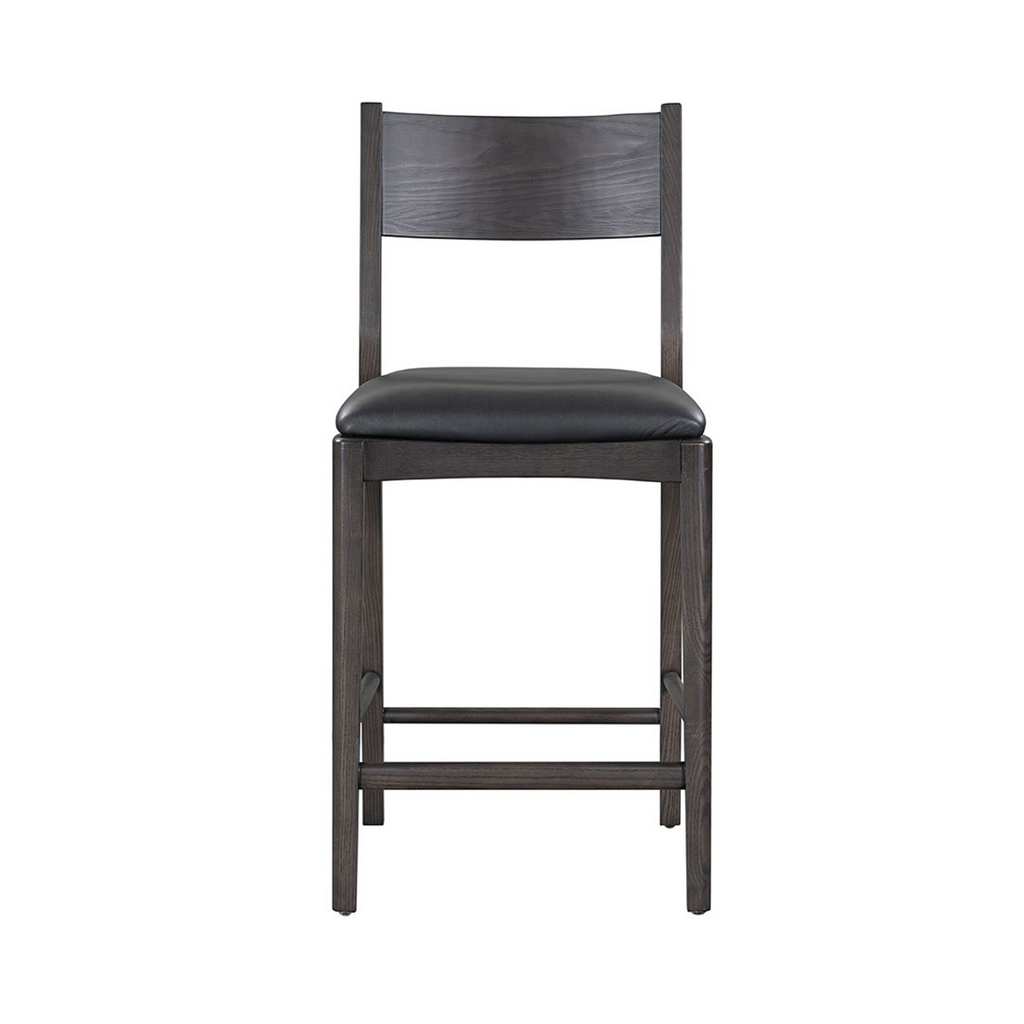 Modern Leather 26" Bar Stool - Jet Black