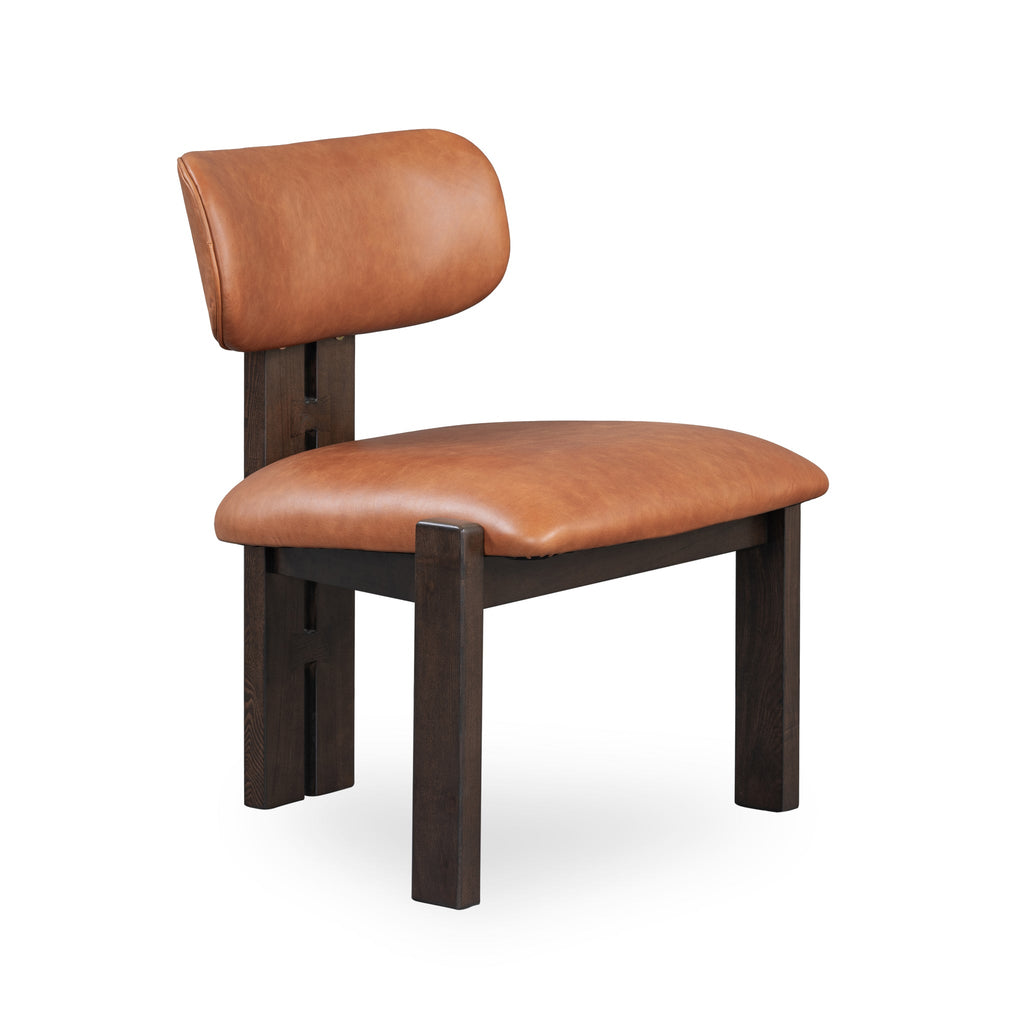 Autumn Brown Leather Wood Dining Chair