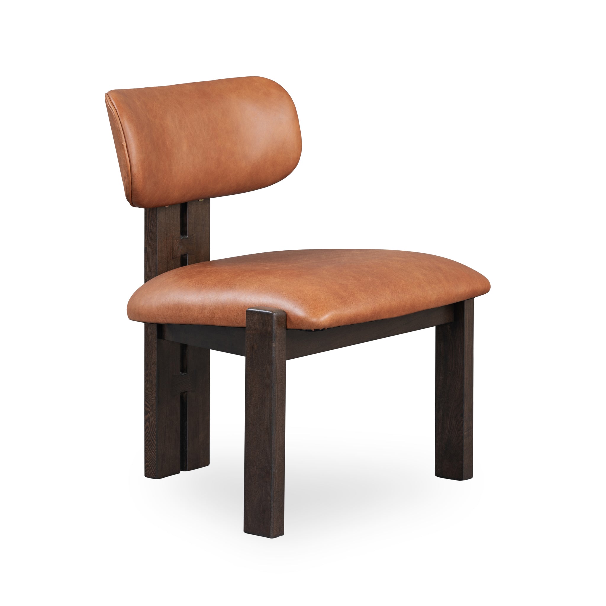 Autumn Brown Leather Wood Dining Chair