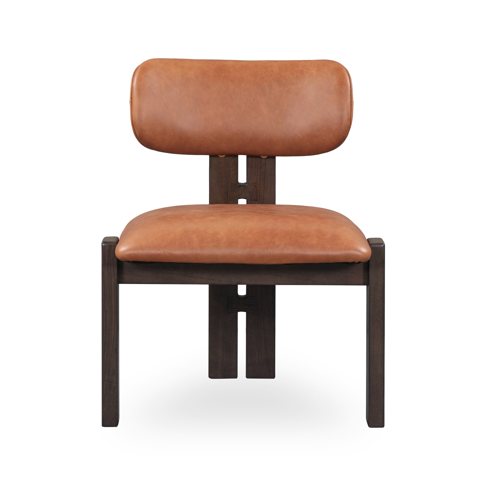 Autumn Brown Leather Wood Dining Chair