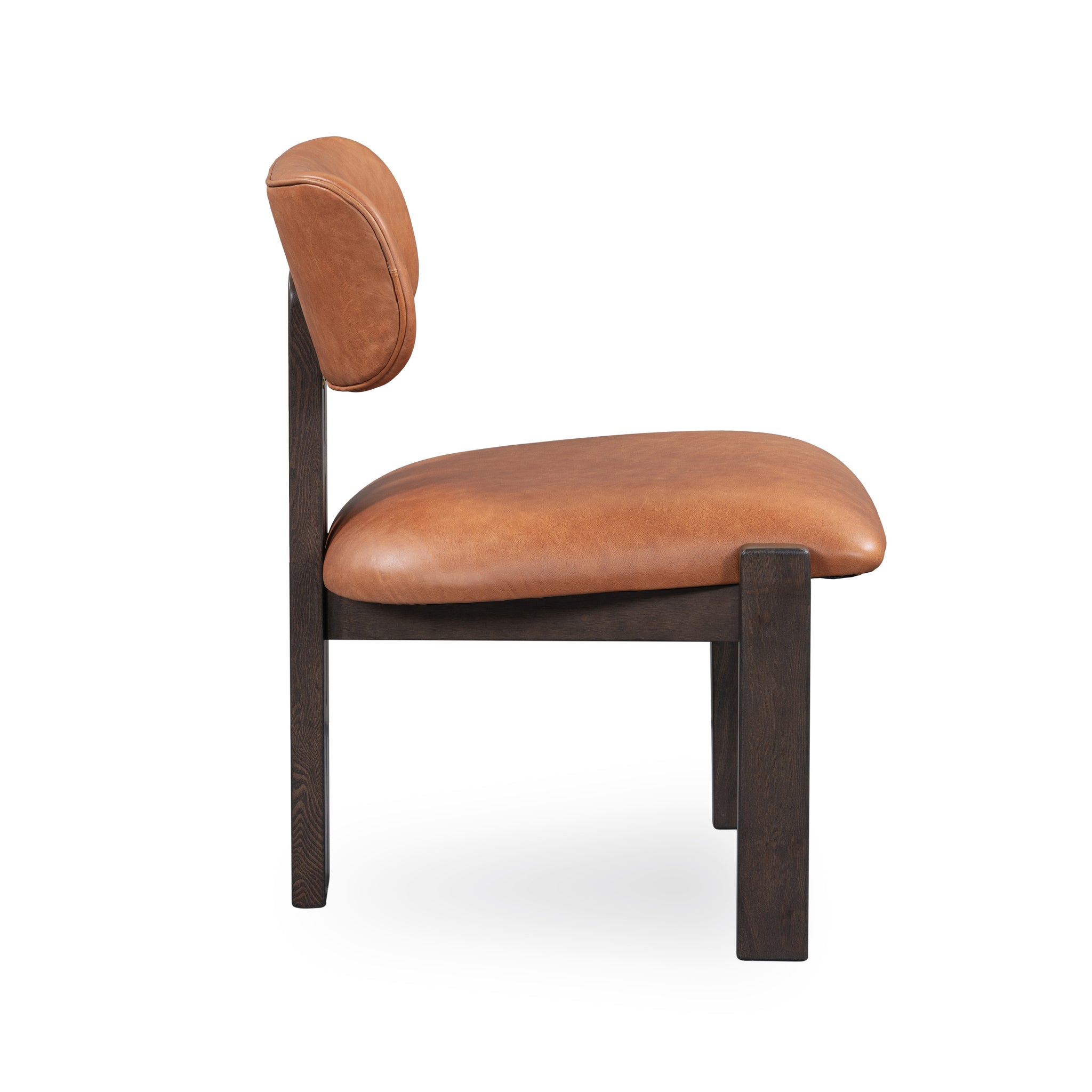Autumn Brown Leather Wood Dining Chair