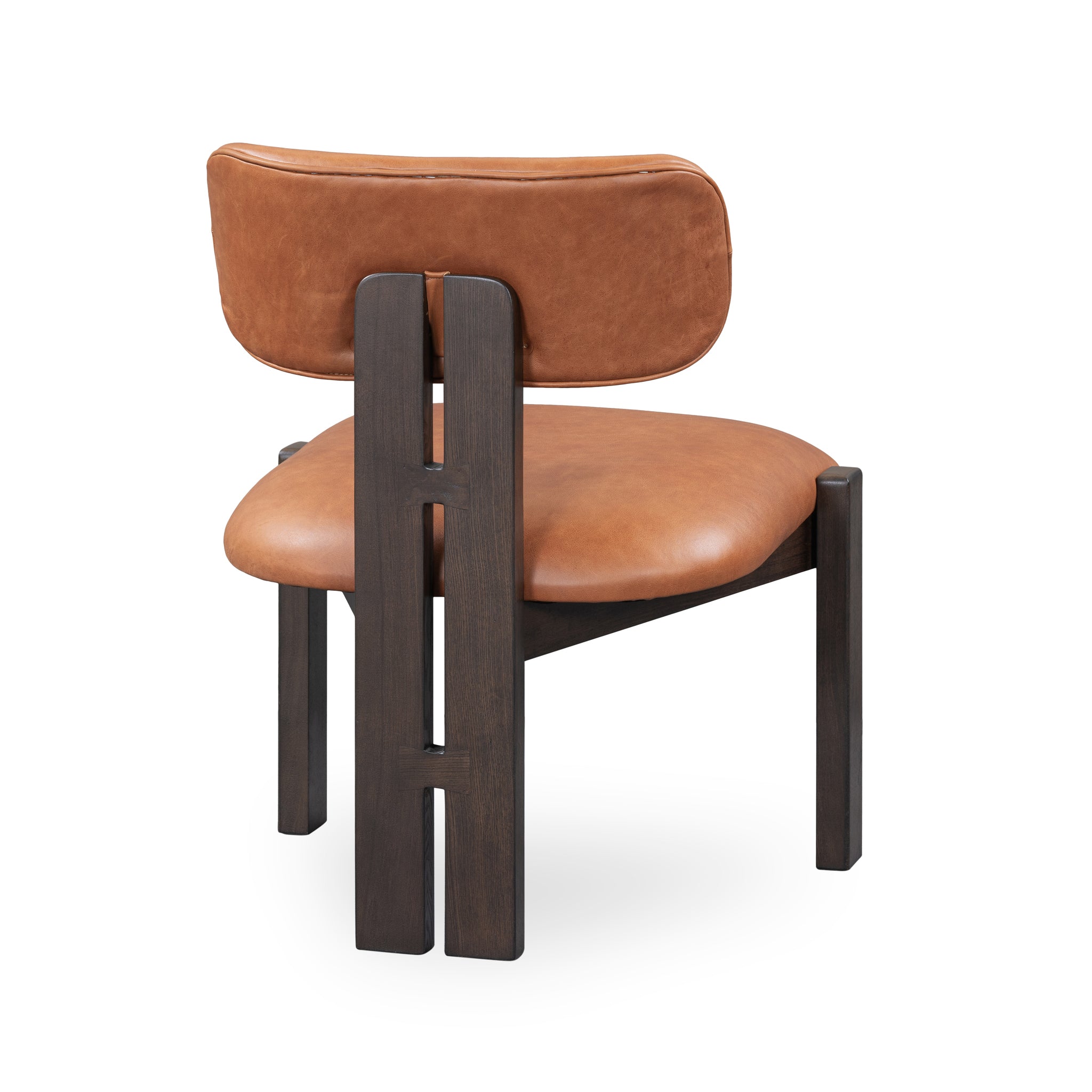 Autumn Brown Leather Wood Dining Chair