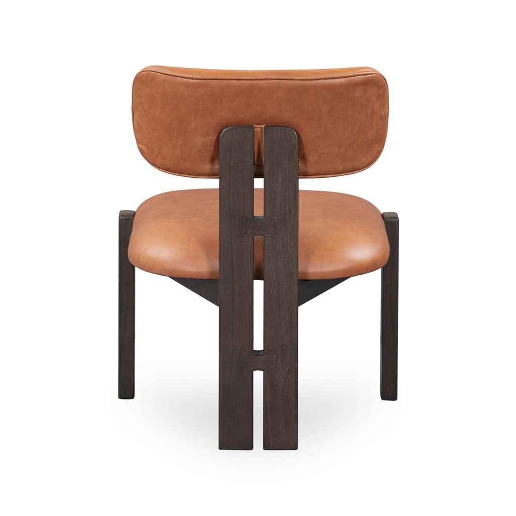 Autumn Brown Leather Wood Dining Chair