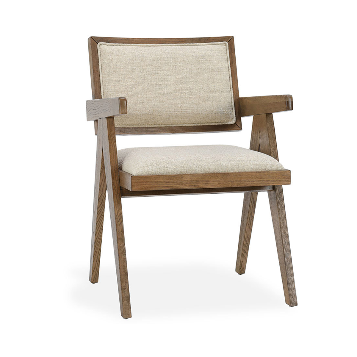 Beige Upholstered Dining Armchair