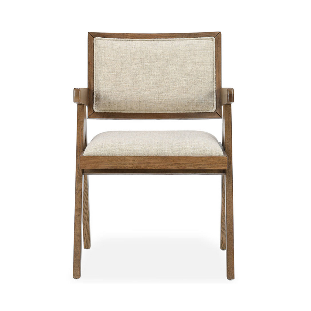 Beige Upholstered Dining Armchair