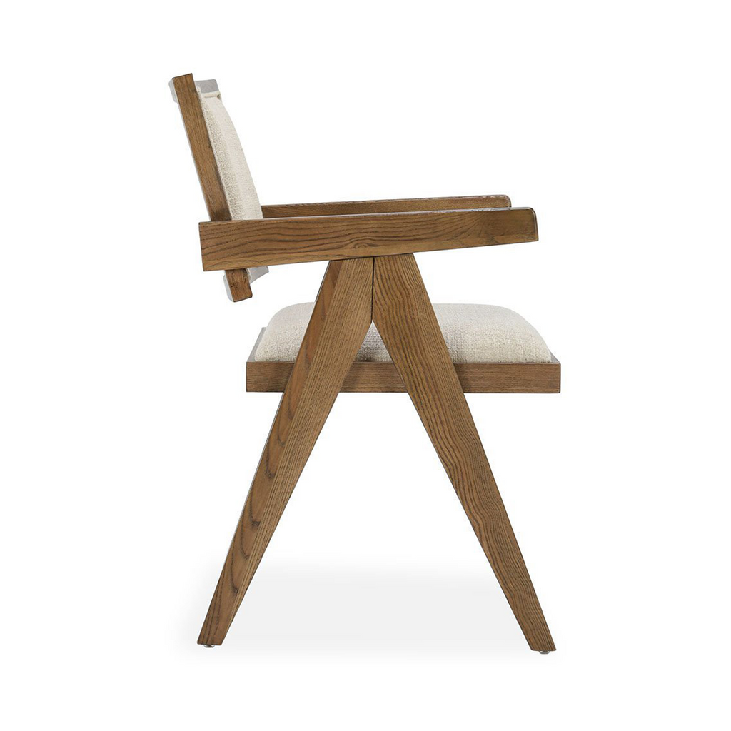 Beige Upholstered Dining Armchair