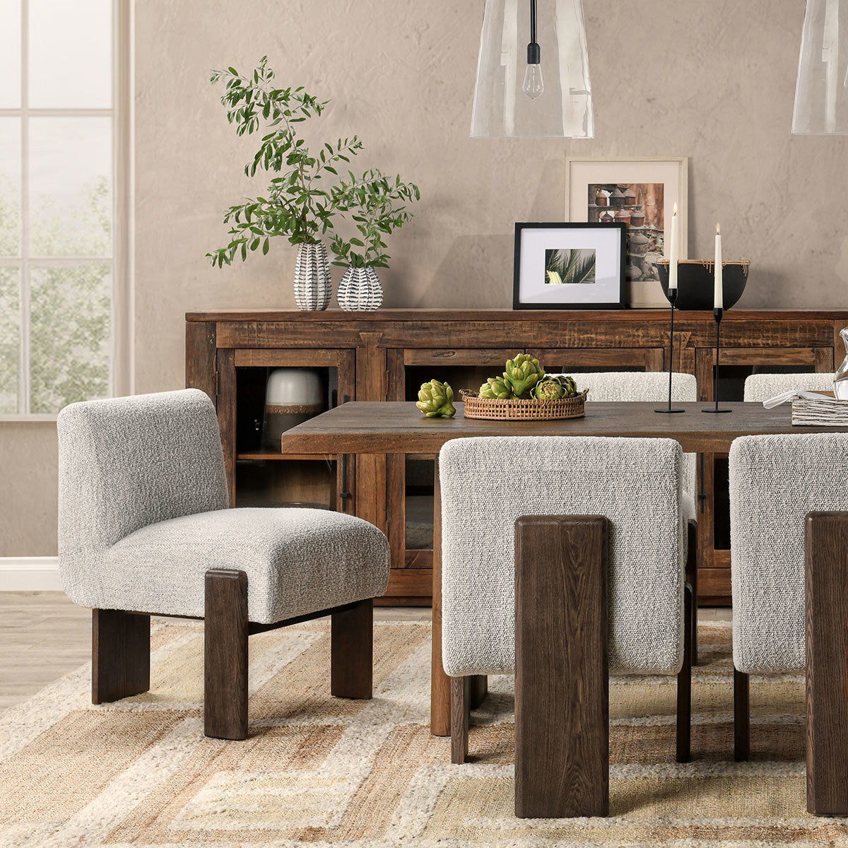 Pixel Ivory Upholstered Wood Dining Chair