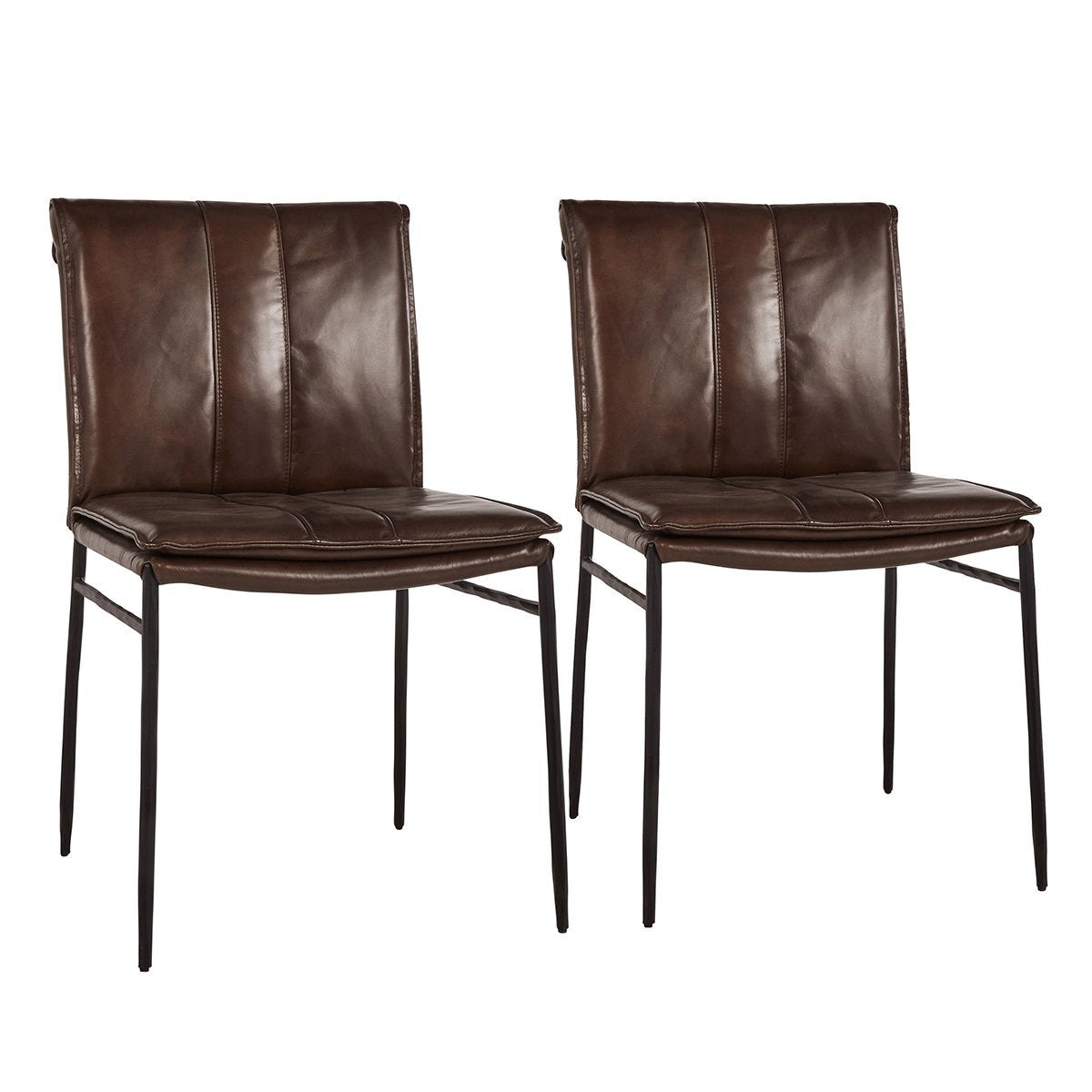 Modern Leather Dining Chair Set of 2 - Brown