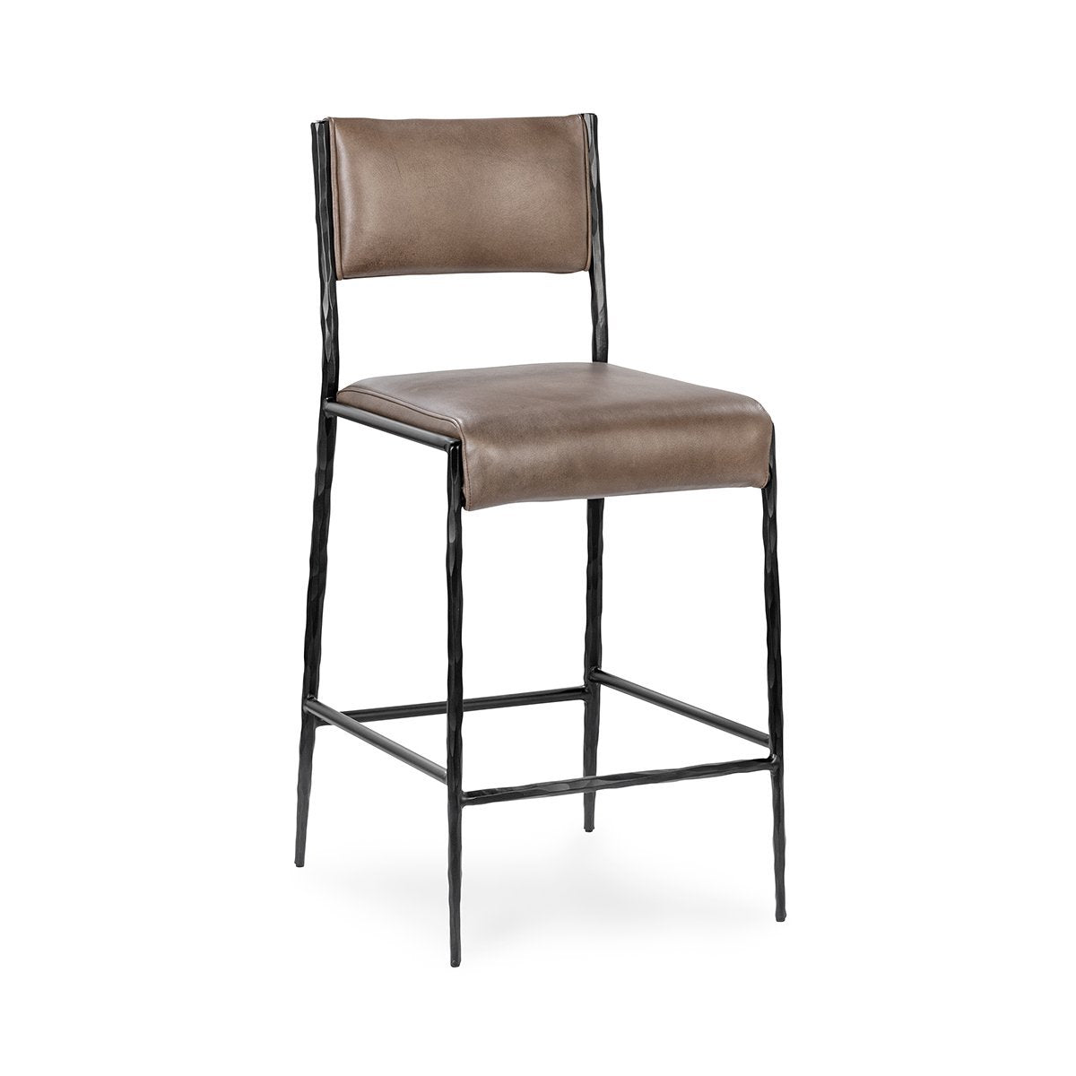 Antiqued Leather Counter Stool