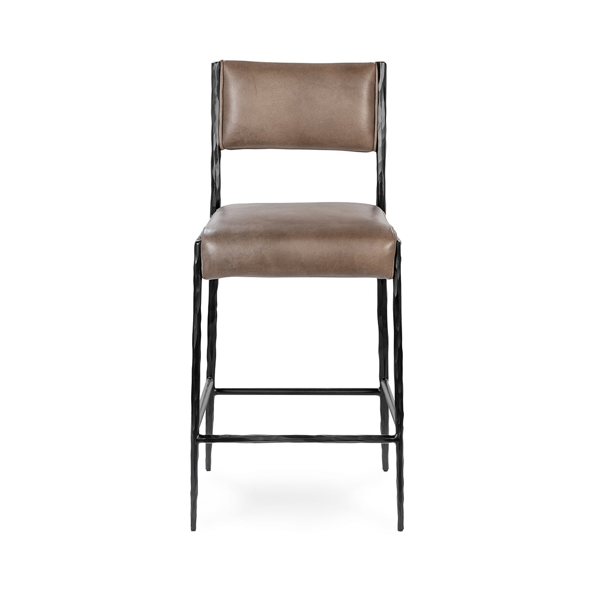 Antiqued Leather Counter Stool
