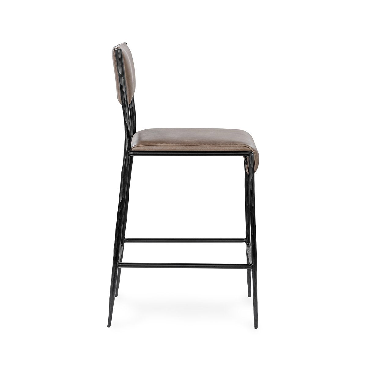 Antiqued Leather Counter Stool
