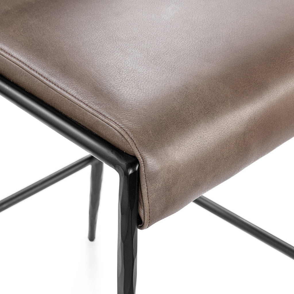 Antiqued Leather Counter Stool