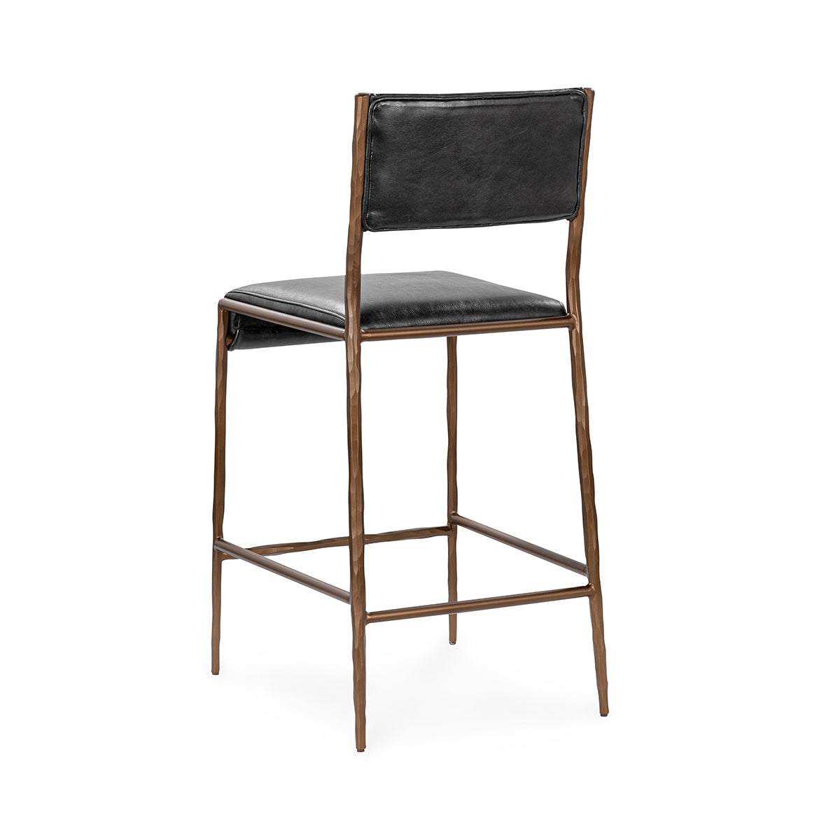 Antiqued Leather Counter Stool - Black