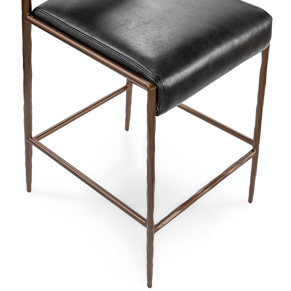 Antiqued Leather Counter Stool - Black