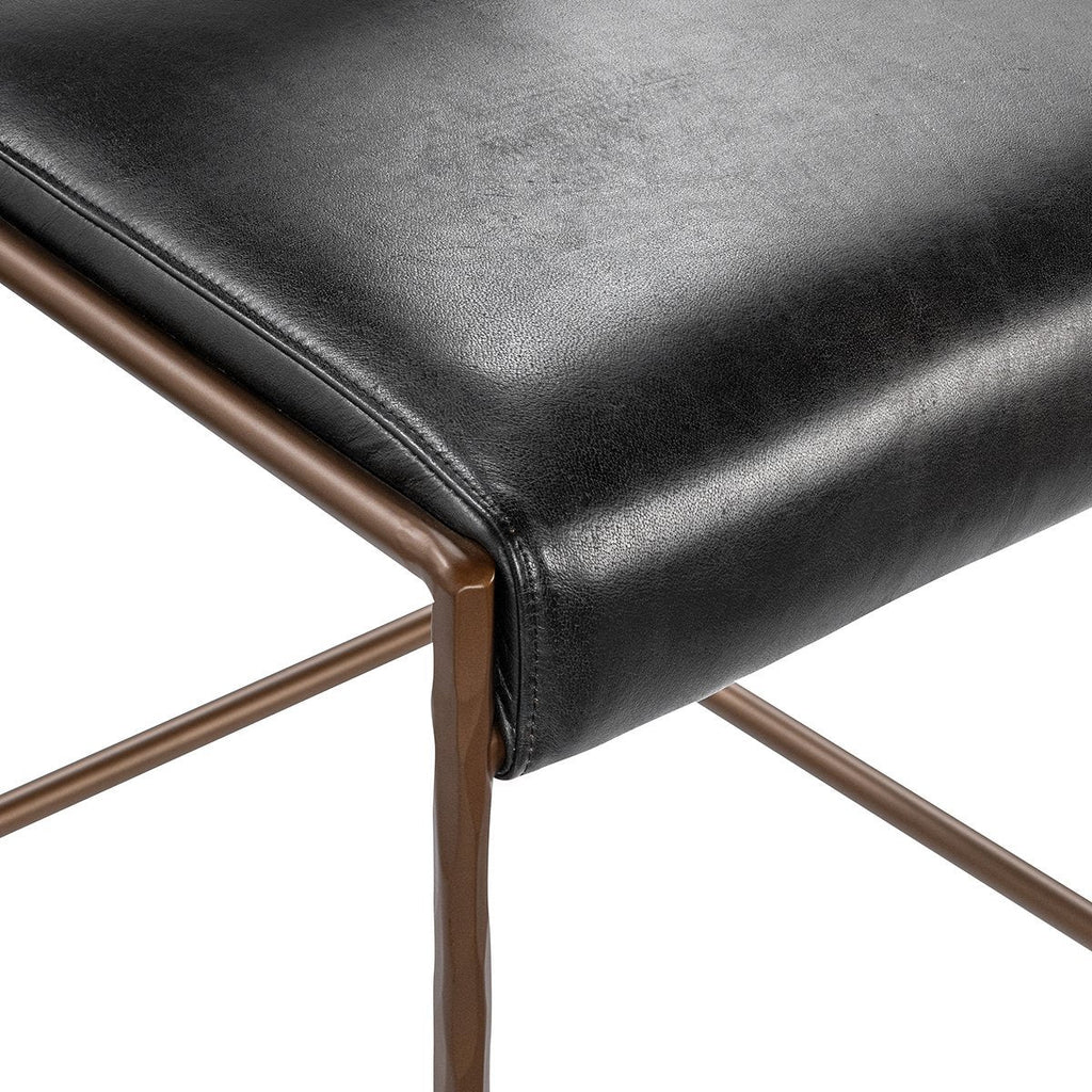 Antiqued Leather Counter Stool - Black