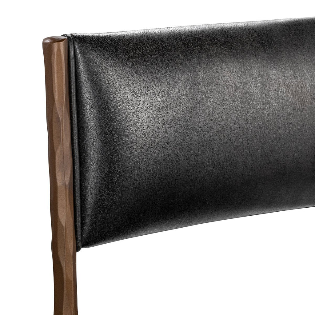 Antiqued Leather Counter Stool - Black