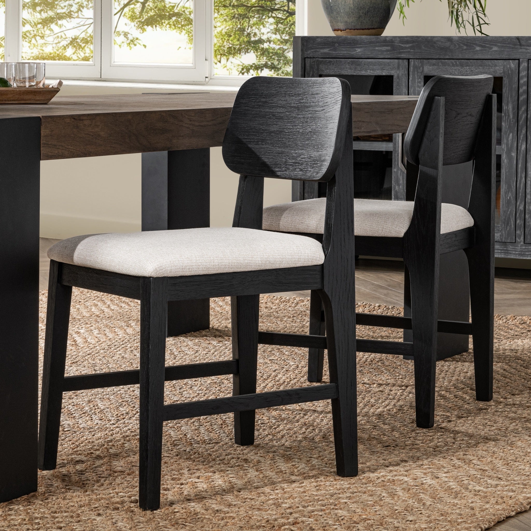 Natural Warmth Upholstered Dining Chair Set of 2 - Black