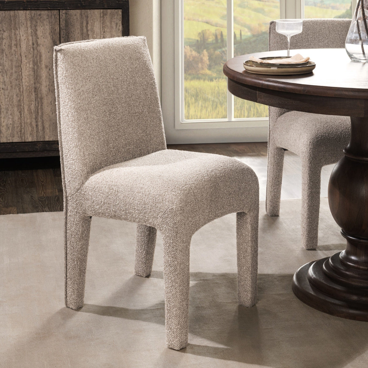 Sandy Brown Upholstered Dining Chair