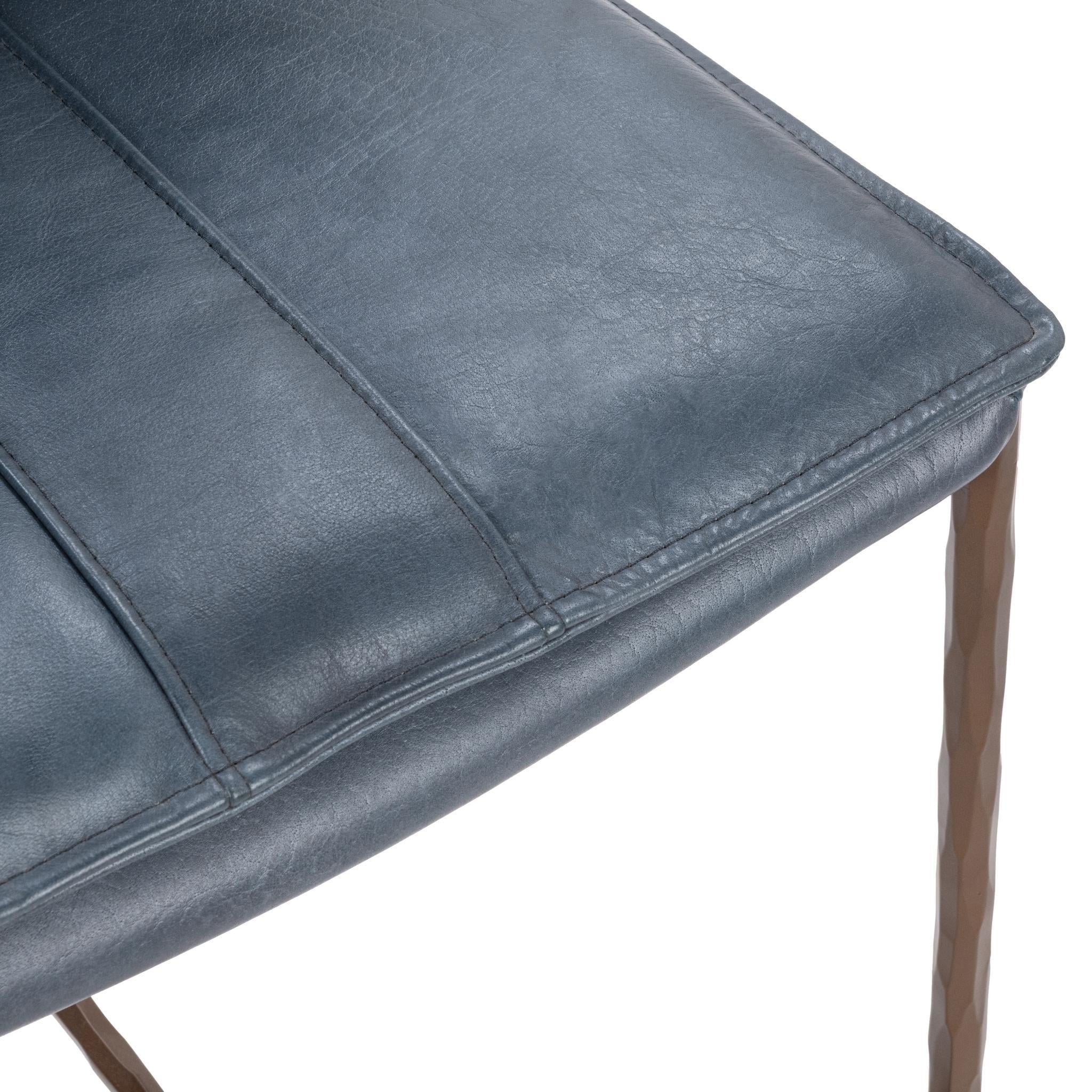 Supple Leather Counter Stool - Ocean Blue