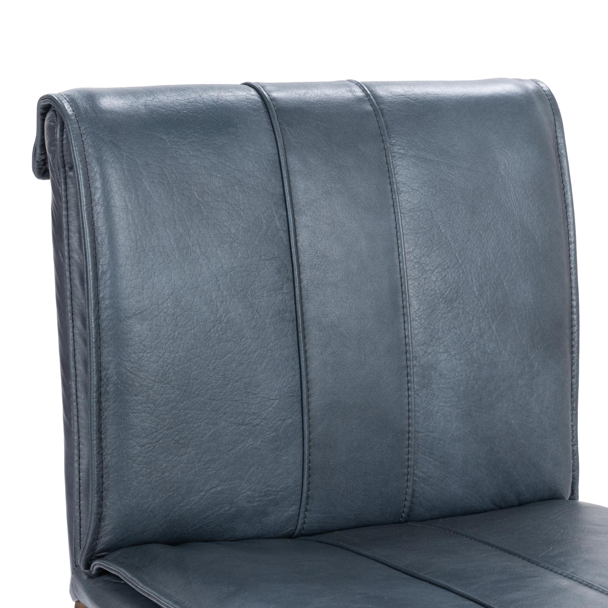Supple Leather Counter Stool - Ocean Blue