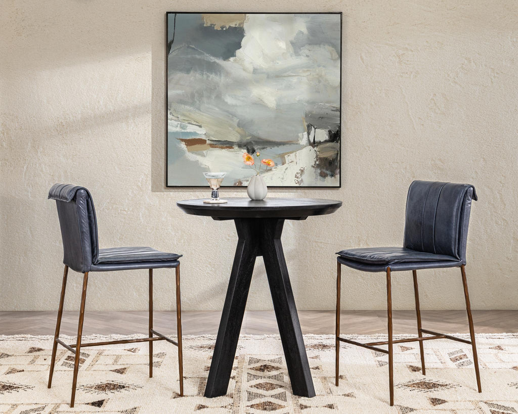 Supple Leather Counter Stool - Ocean Blue