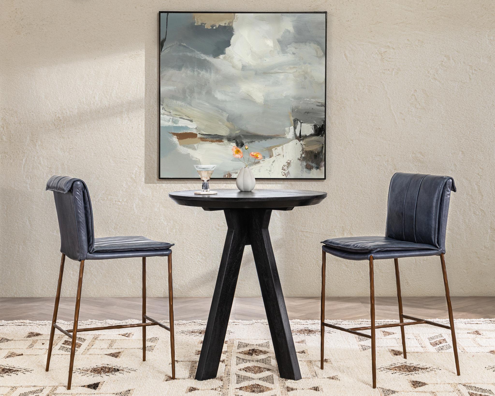 Supple Leather Counter Stool - Ocean Blue