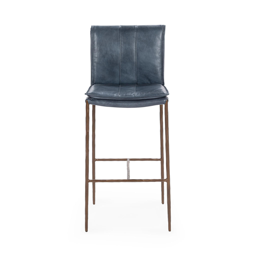 Supple Leather Barstool - Ocean Blue