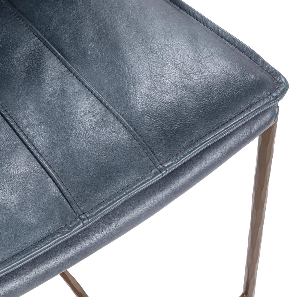 Supple Leather Barstool - Ocean Blue