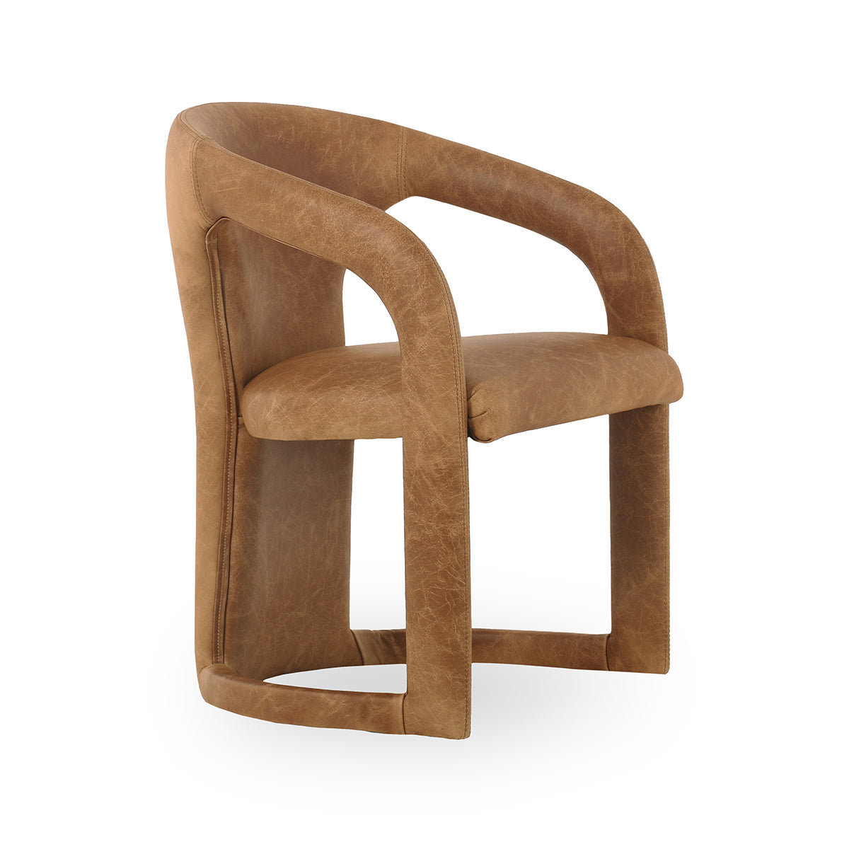 Maple Brown Leather Dining Chair