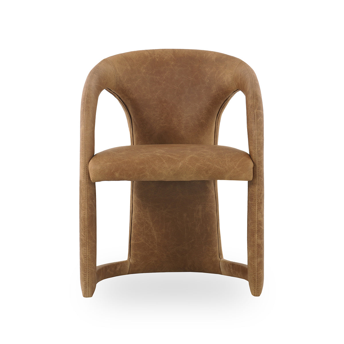 Maple Brown Leather Dining Chair