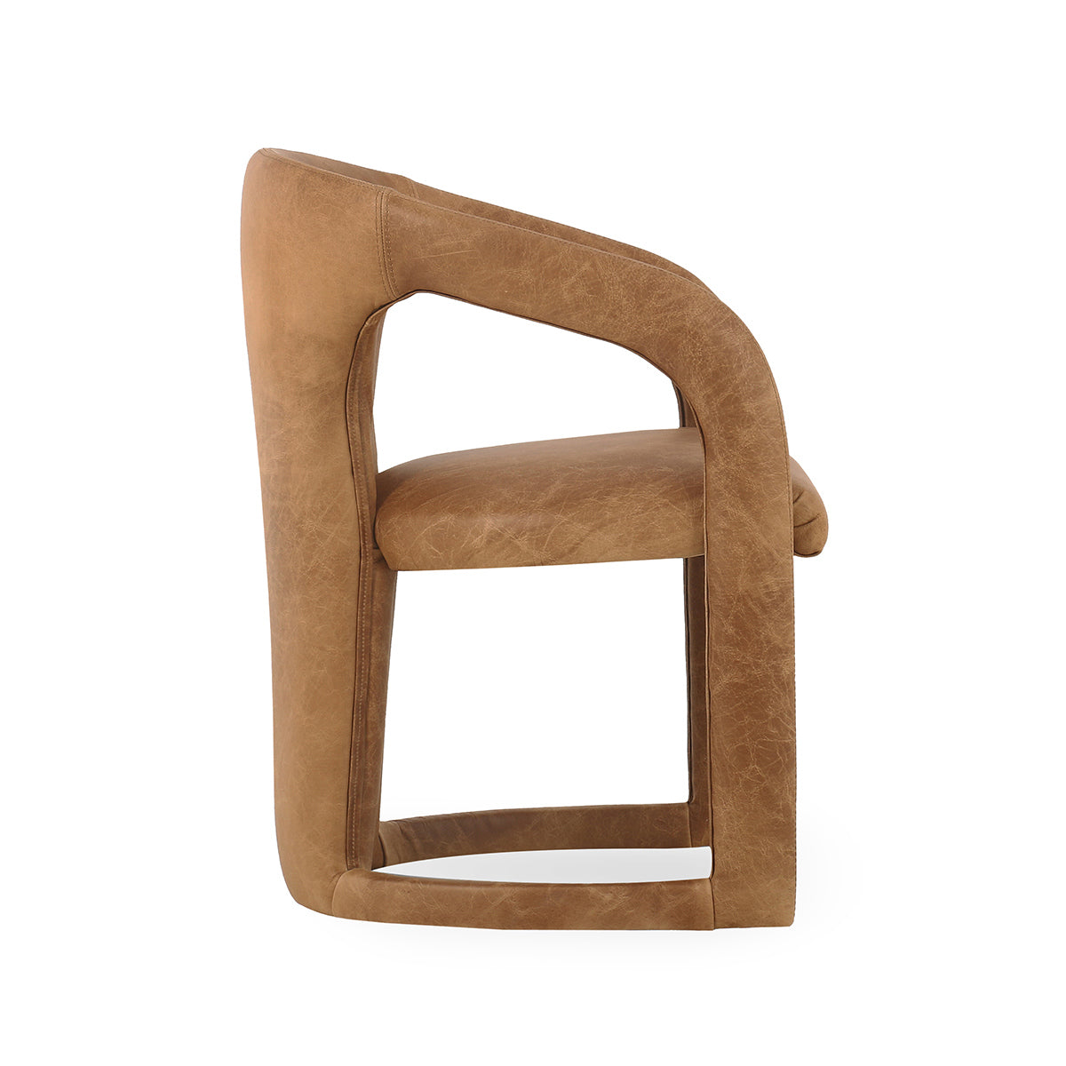Maple Brown Leather Dining Chair