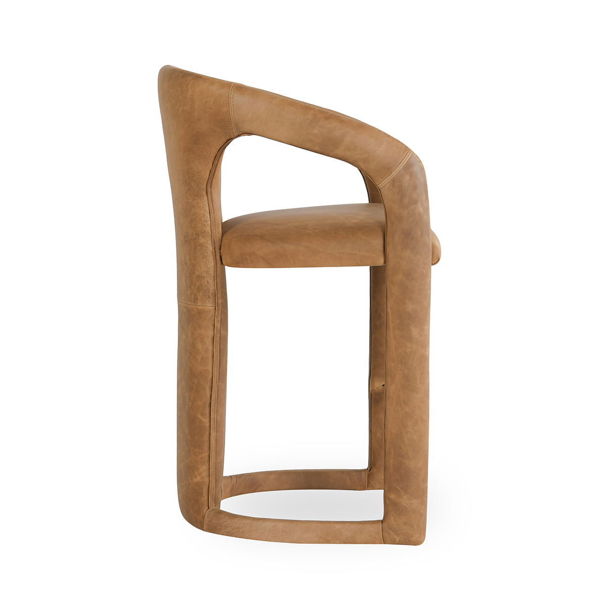 Maple Brown Supple Leather Counter Stool