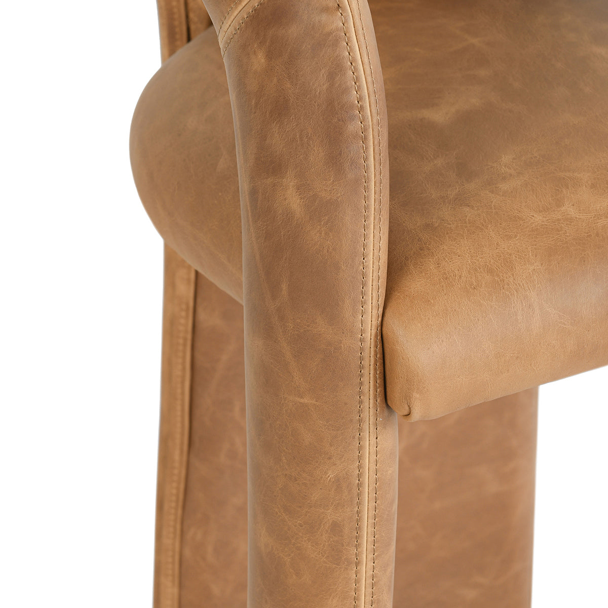 Maple Brown Supple Leather Counter Stool