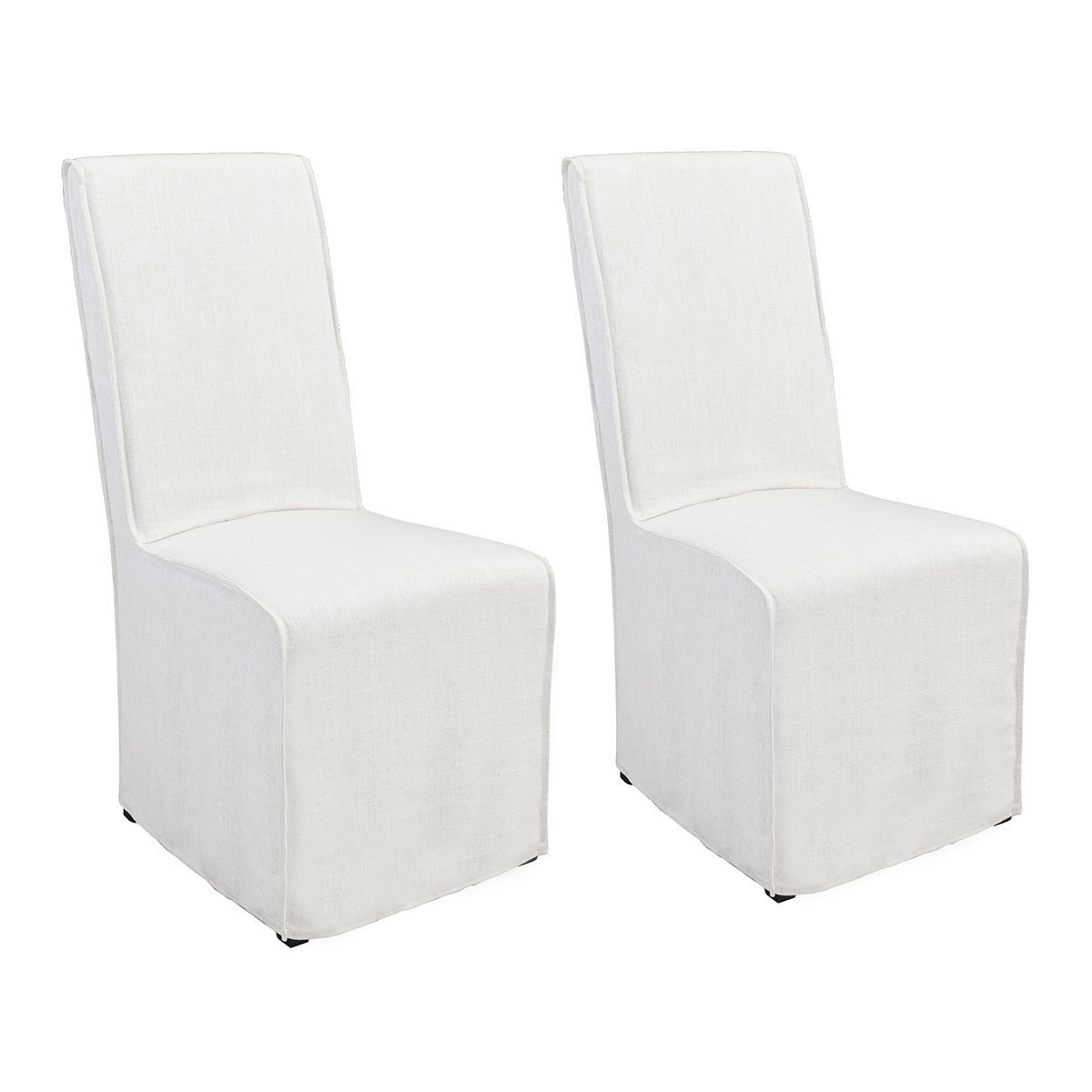 White Upholstered Dining Chair Set of 2