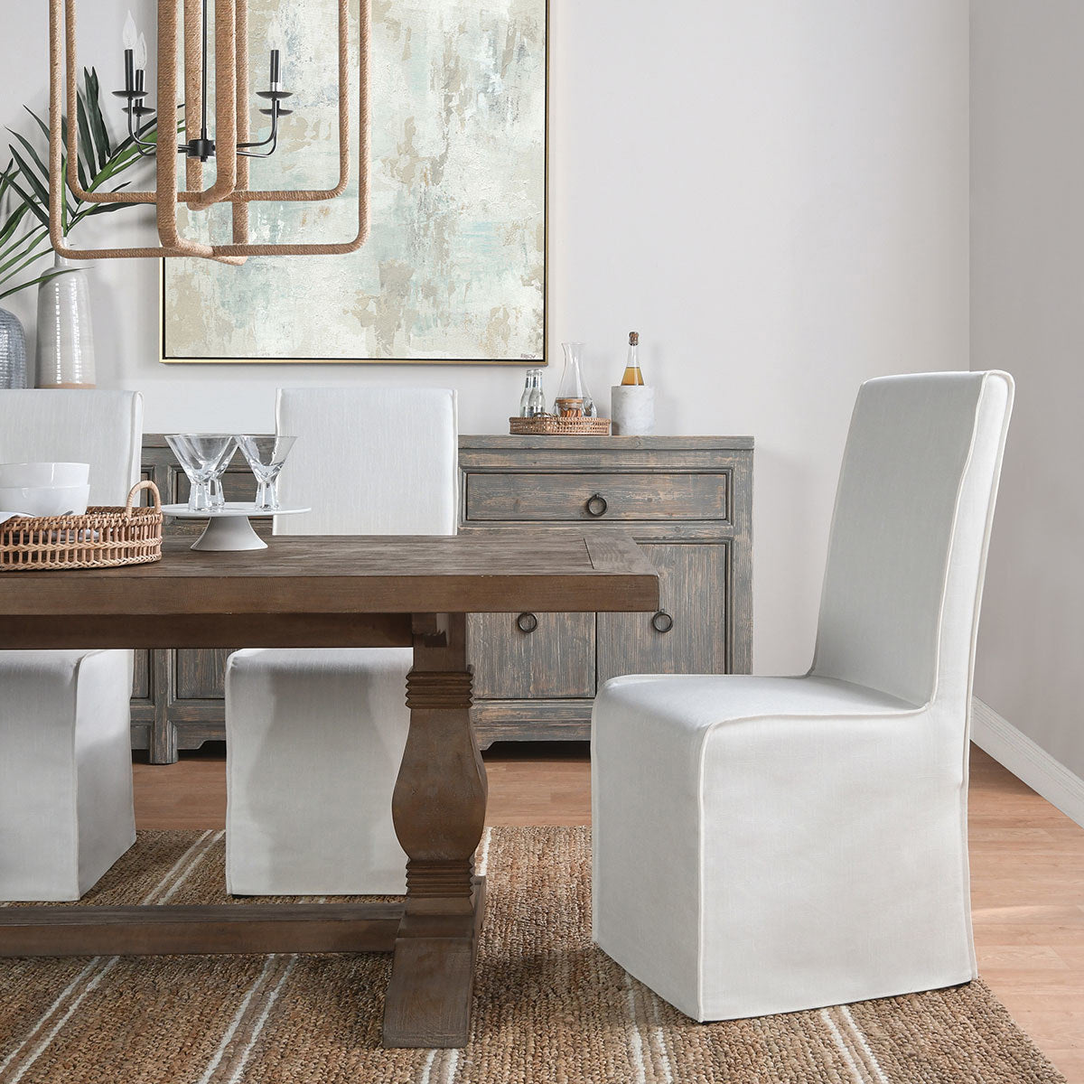 White Upholstered Dining Chair Set of 2