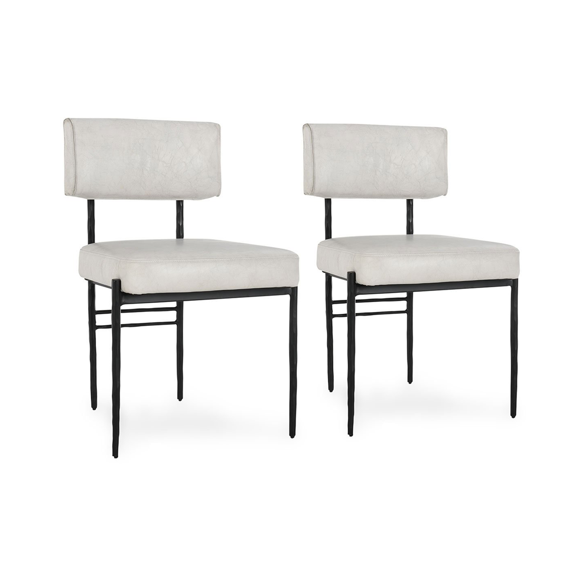 Off-White Leather Dining Chair Set of 2